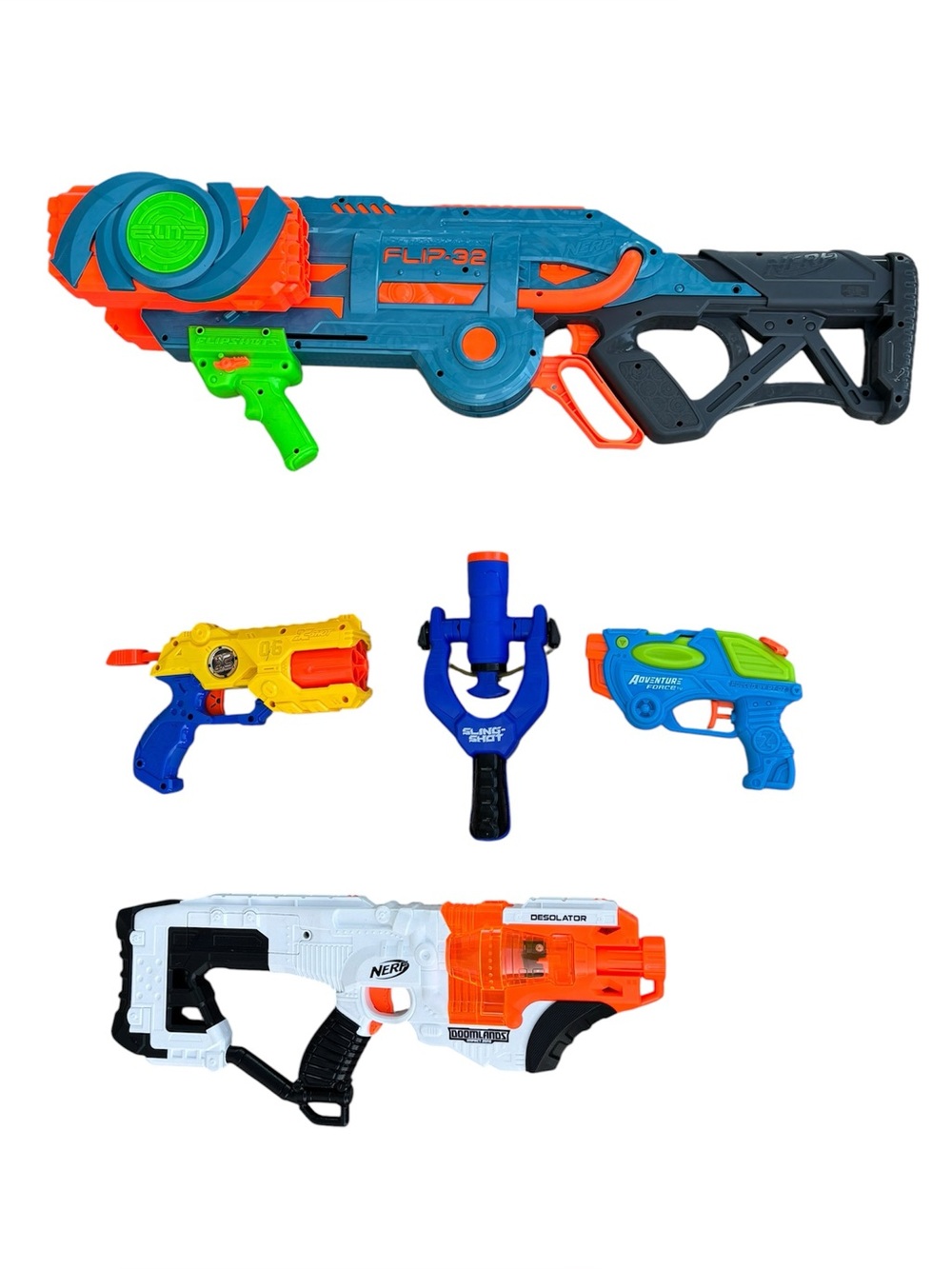 (7) Bundle Nerf/other brands, Bow and Assorted Blasters Set